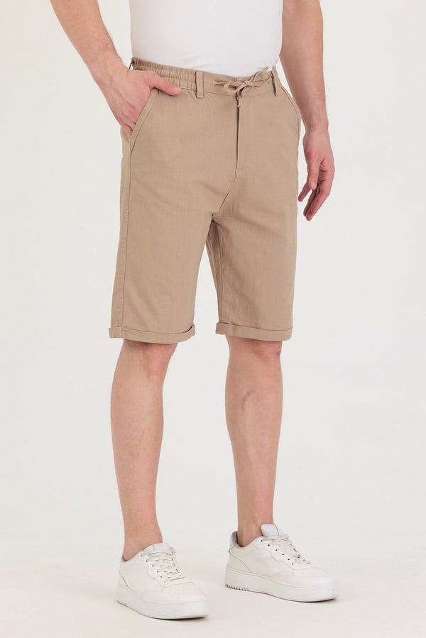 Erkek Slim Fit Keten Chino Şort