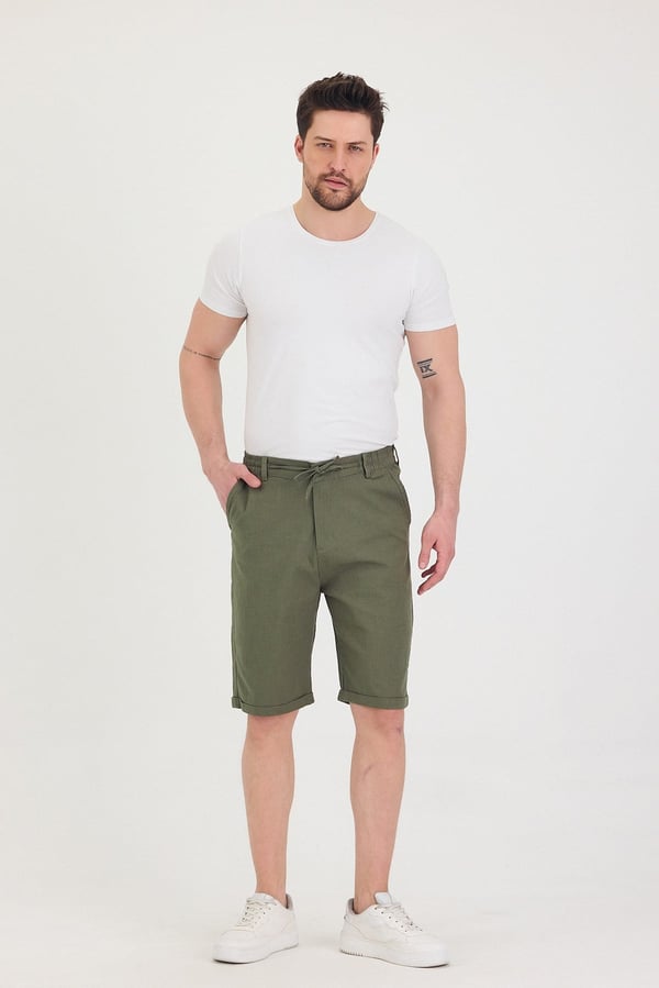 Erkek Slim Fit Keten Chino Şort