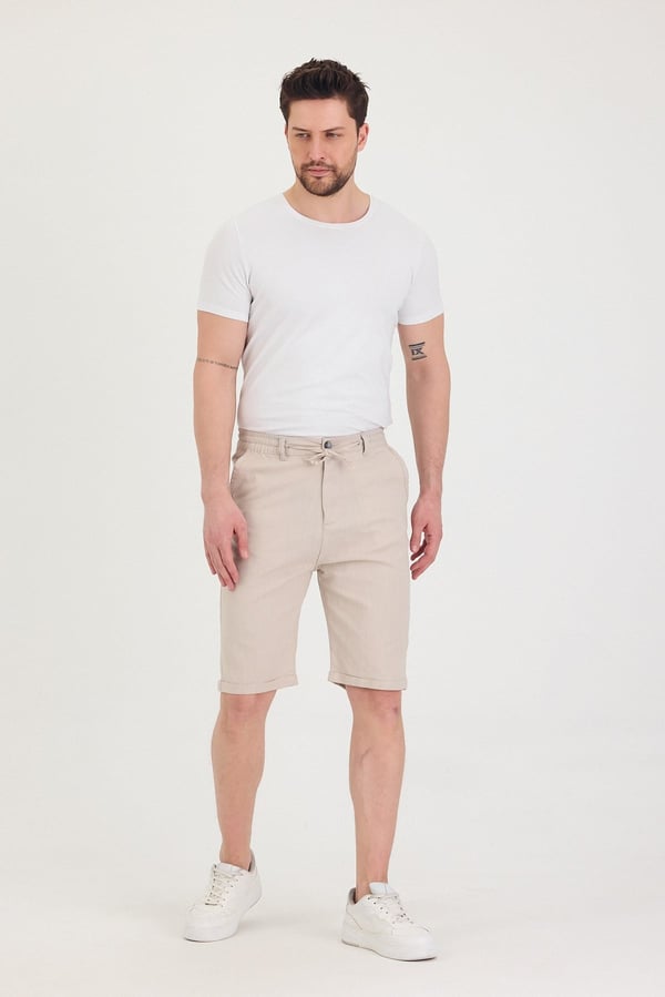 Erkek Slim Fit Keten Chino Şort