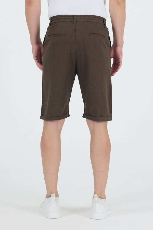 Erkek Slim Fit Keten Chino Şort