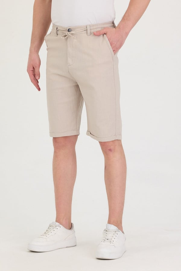 Erkek Slim Fit Keten Chino Şort