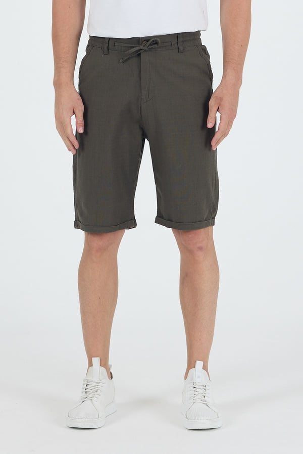 Erkek Slim Fit Keten Chino Şort