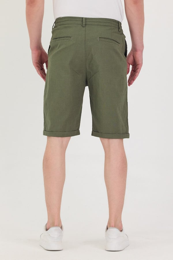 Erkek Slim Fit Keten Chino Şort