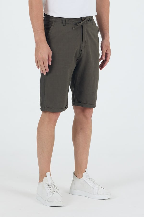 Erkek Slim Fit Keten Chino Şort