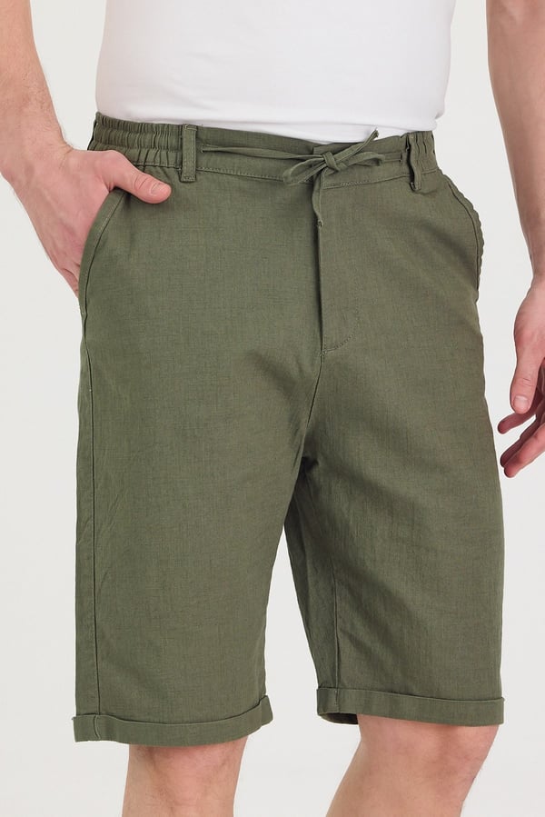 Erkek Slim Fit Keten Chino Şort