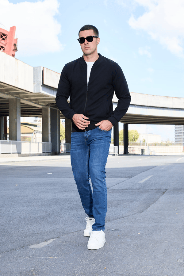 Erkek Tam Fermuarlı Slim Fit Sweatshirt - V001