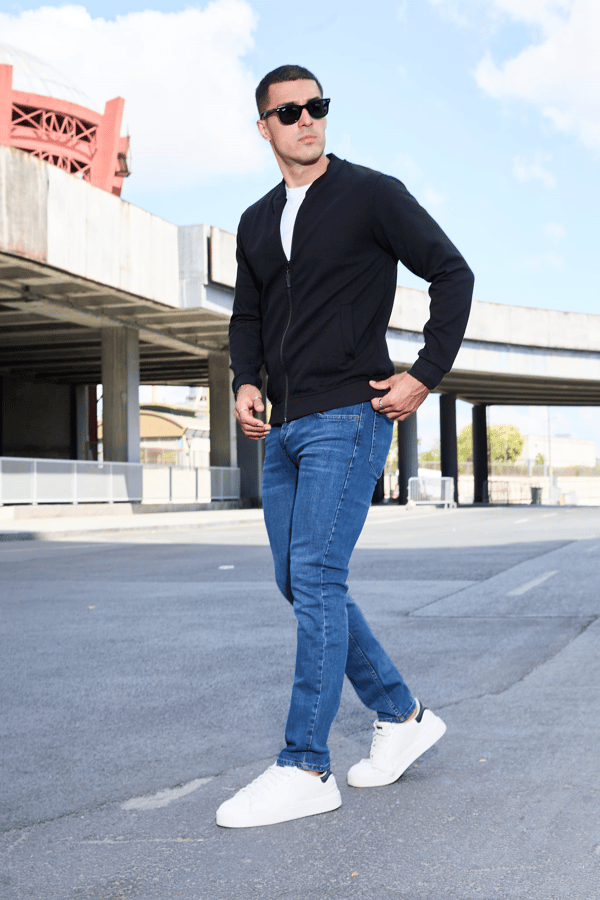 Erkek Tam Fermuarlı Slim Fit Sweatshirt - V001
