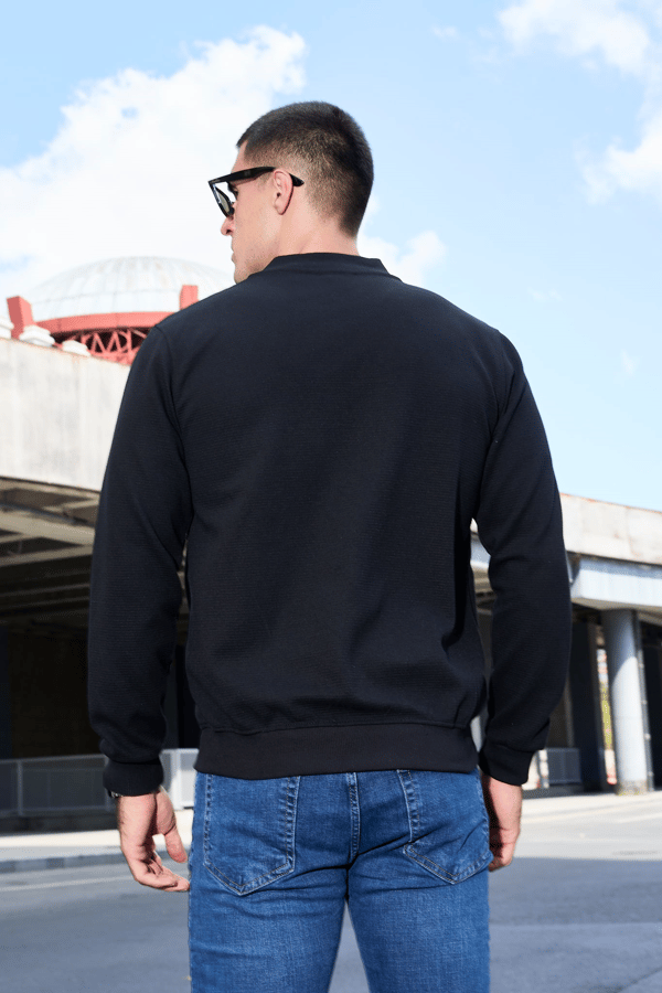 Erkek Tam Fermuarlı Slim Fit Sweatshirt - V001