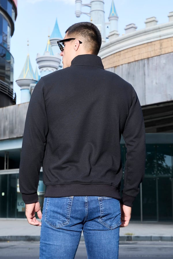 Erkek Yarım Fermuarlı Slim Fit Sweatshirt - V002