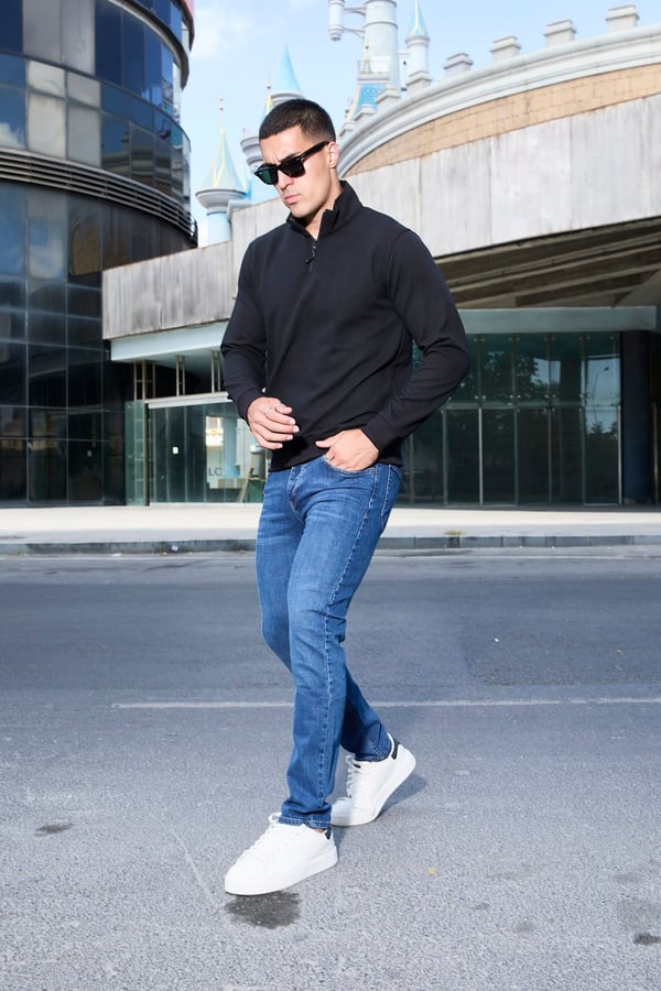 Erkek Yarım Fermuarlı Slim Fit Sweatshirt - V002