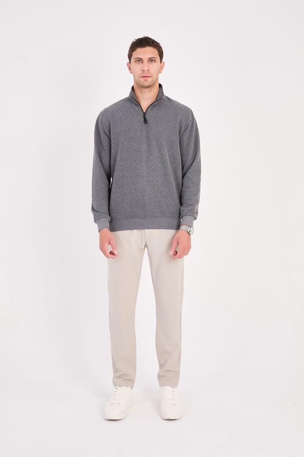 Erkek Yarım Fermuarlı Slim Fit Sweatshirt - V002