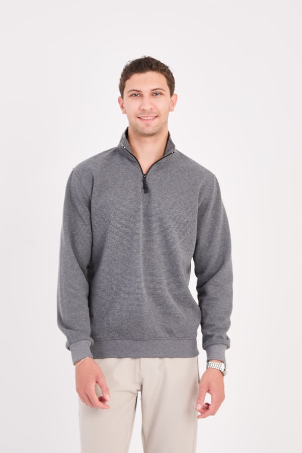 Erkek Yarım Fermuarlı Slim Fit Sweatshirt - V002