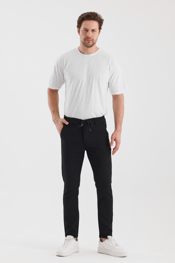 Fitilli Kumaş Beli Lastikli Erkek Chino Pantolon