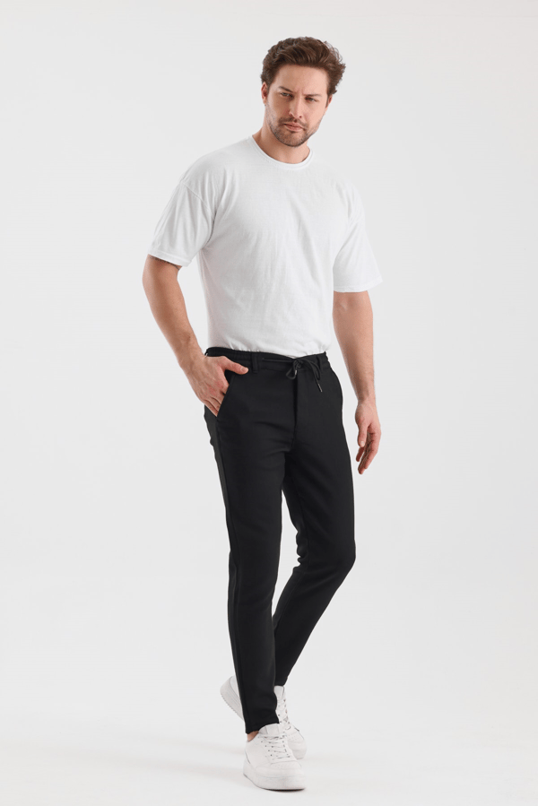 Fitilli Kumaş Beli Lastikli Erkek Chino Pantolon