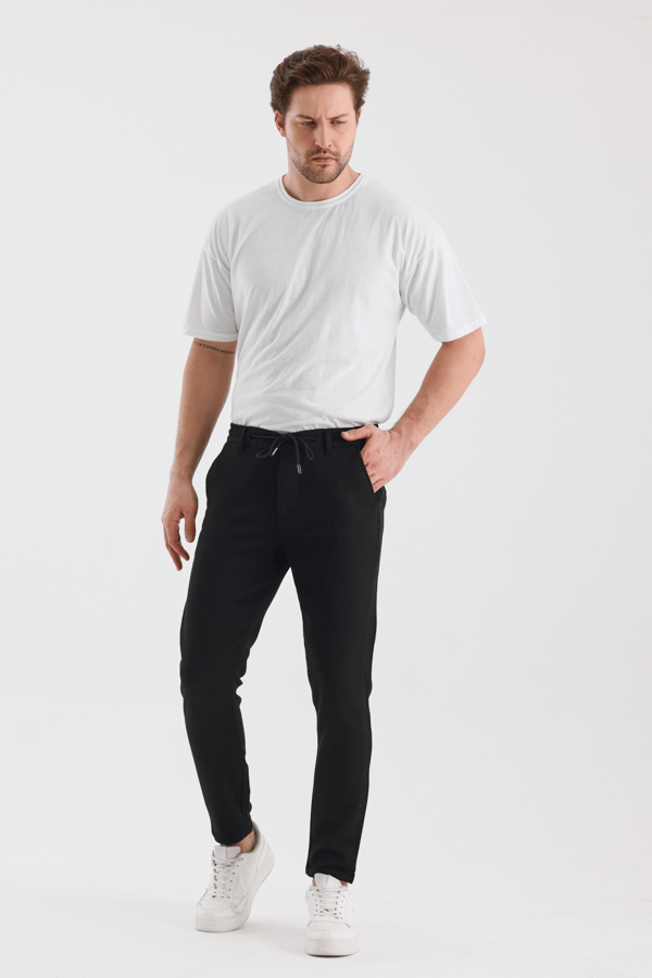 Fitilli Kumaş Beli Lastikli Erkek Chino Pantolon