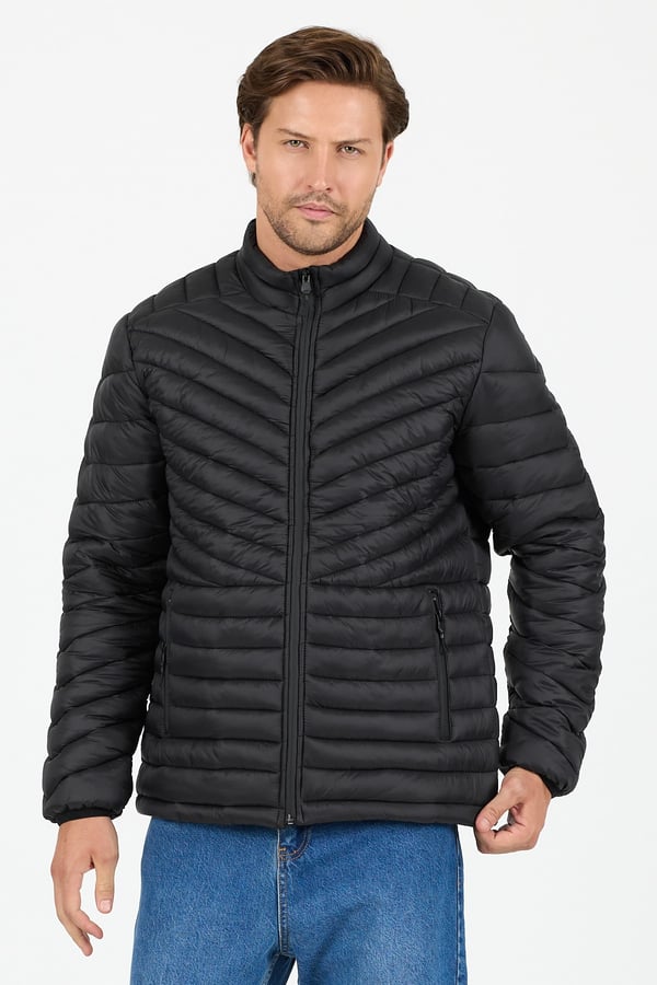 Regular Fit Dik Yaka Şişme Rüzgara ve Suya Dayanıklı Mont- B8152