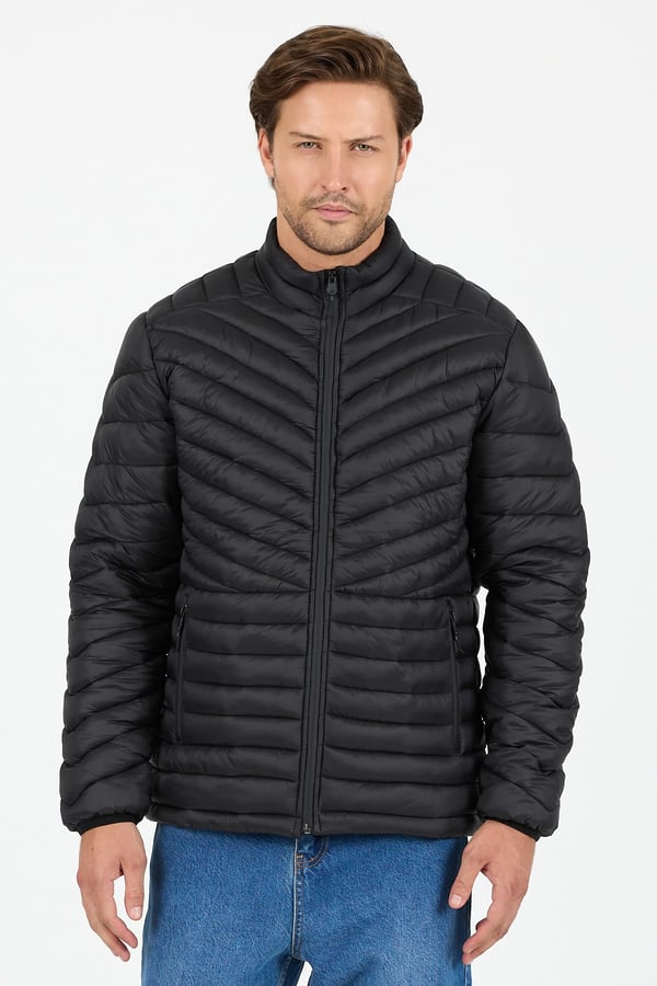 Regular Fit Dik Yaka Şişme Rüzgara ve Suya Dayanıklı Mont- B8152
