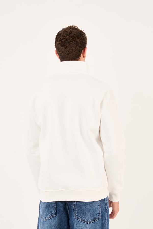 Regular/Normal Kesim Dik Yaka Fermuarlı Pamuklu Basic Erkek Sweatshirt -R2617