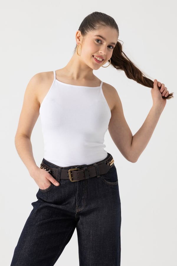 Askılı Halter Yaka Top