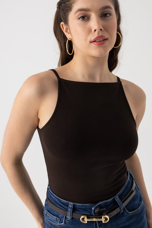 Askılı Halter Yaka Top