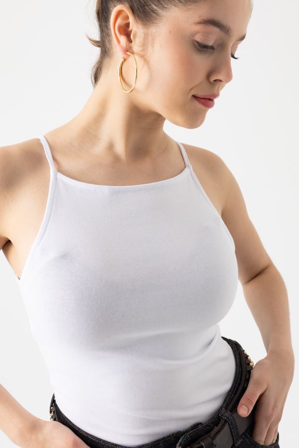 Askılı Halter Yaka Top