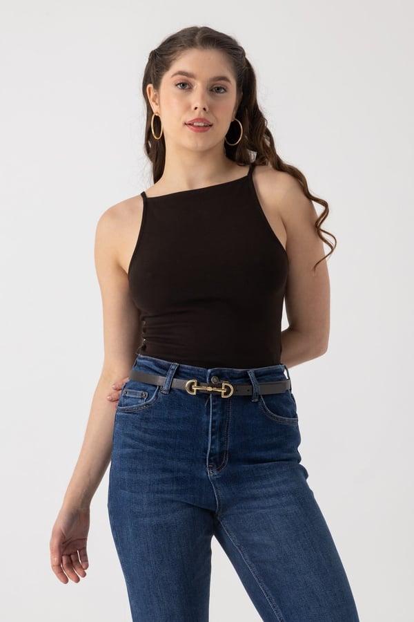 Askılı Halter Yaka Top