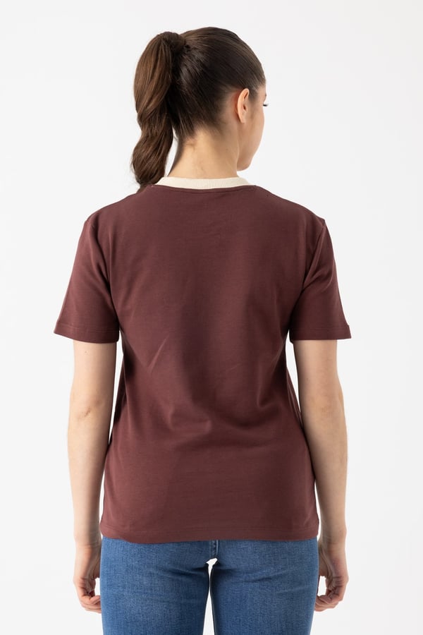Kontrast Yaka Basic T-Shirt