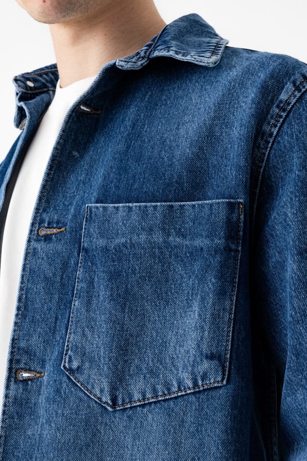 Tek Cep Denim Dış Gömlek