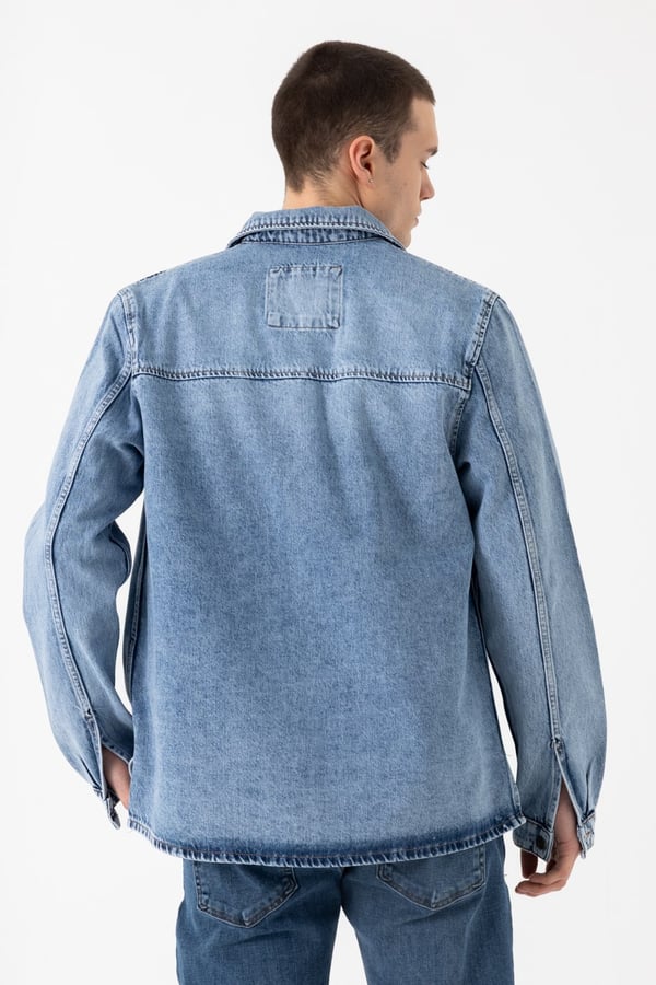 Tek Cep Denim Dış Gömlek