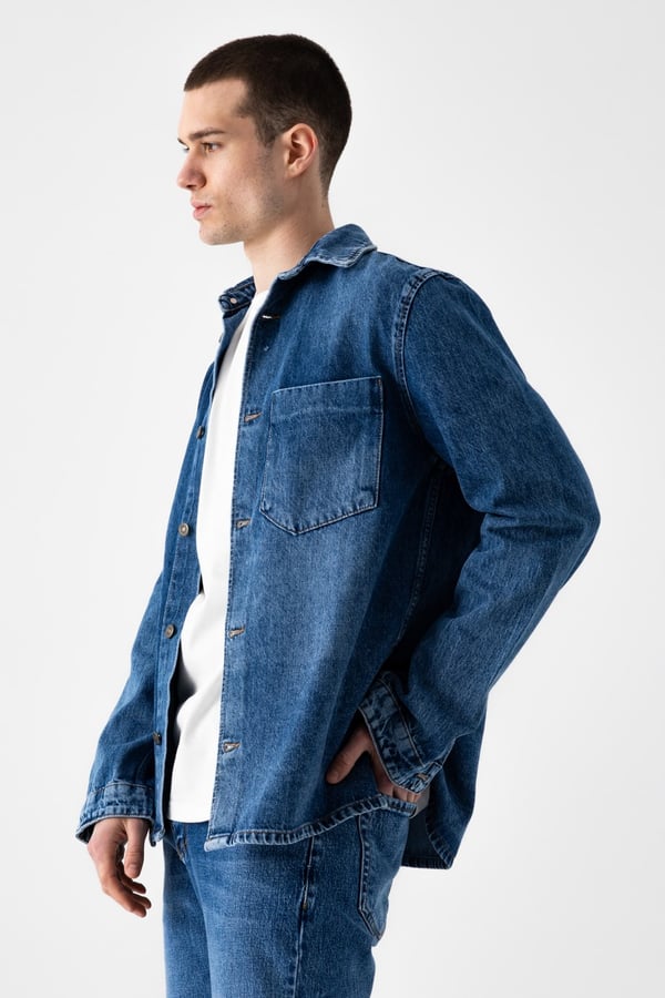 Tek Cep Denim Dış Gömlek