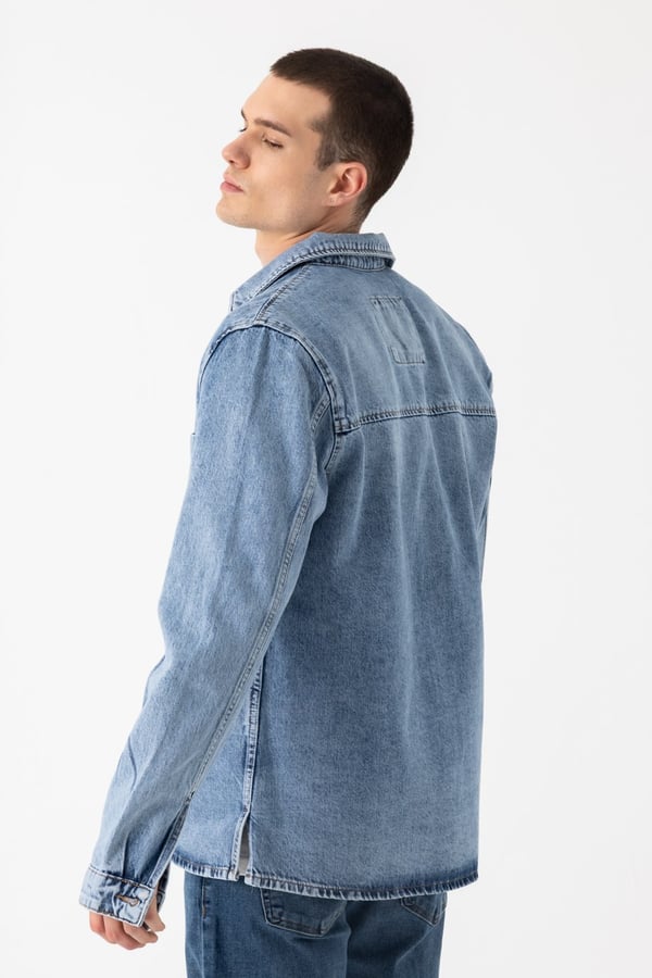 Tek Cep Denim Dış Gömlek