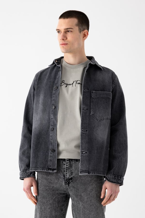 Tek Cep Denim Dış Gömlek