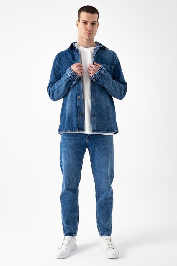 Tek Cep Denim Dış Gömlek