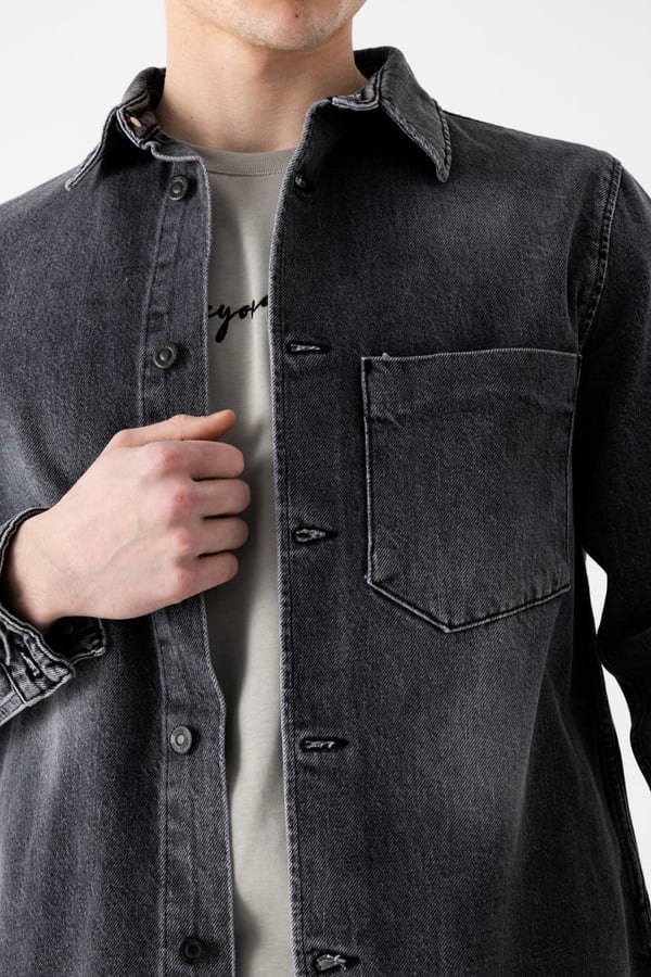 Tek Cep Denim Dış Gömlek