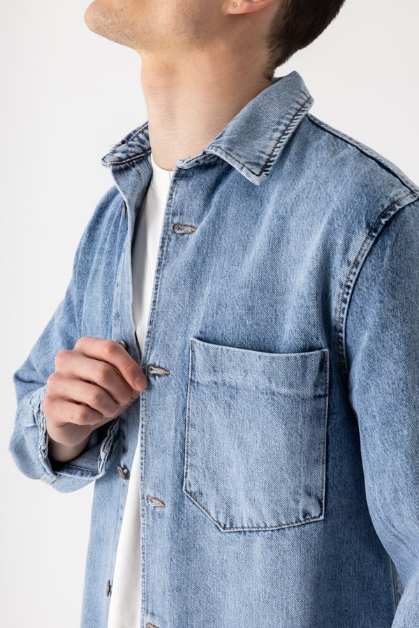 Tek Cep Denim Dış Gömlek