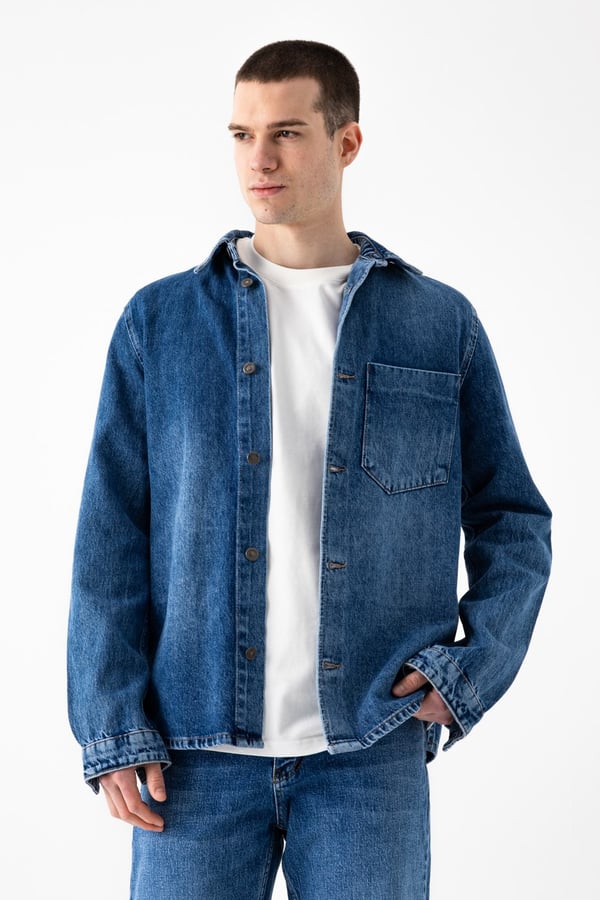 Tek Cep Denim Dış Gömlek