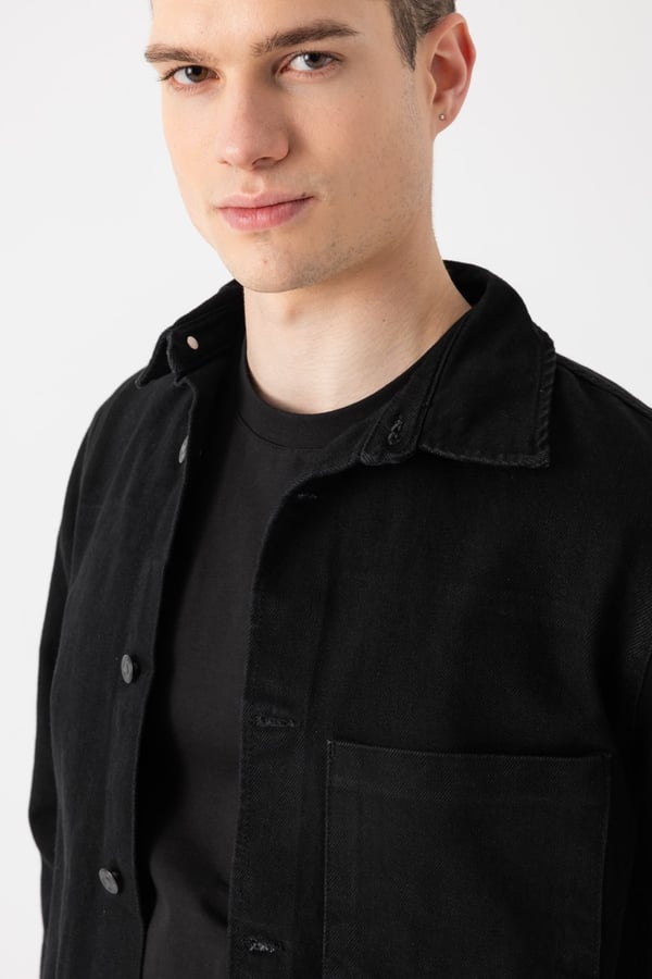 Tek Cep Denim Dış Gömlek