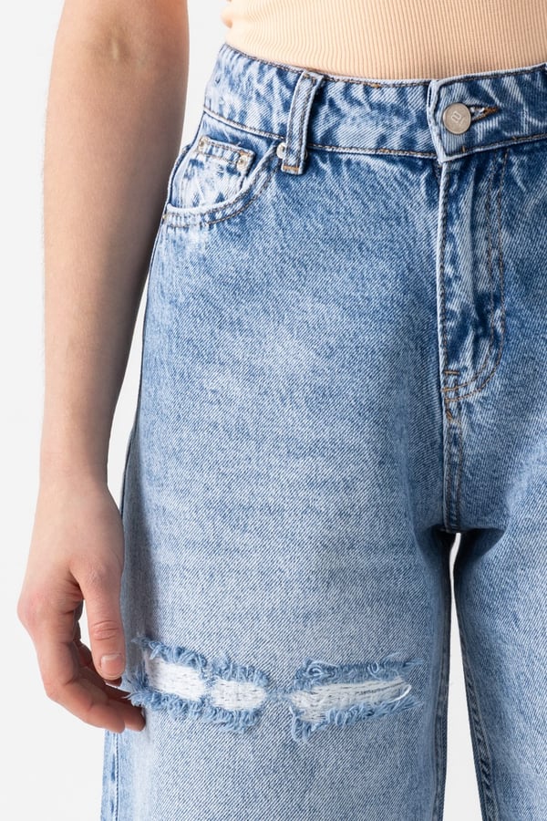Yırtık Barrel Jean