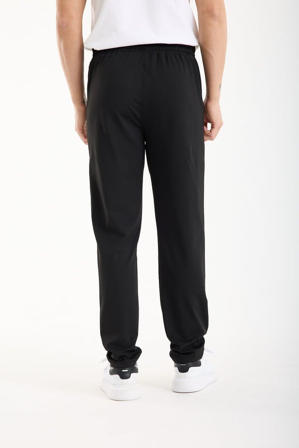 RDR-X Erkek Siyah Rahat Kesim Düz Paça Dalgıç Kumaş Etiket Detaylı Eşofman Altı