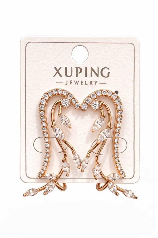 Çelik Rose Gold Renk Taşlı Ear Cuff Küpe (Kulak Kıkırdak Model)