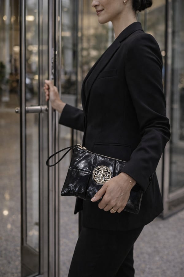 KADIN KLAÇ ÇANTA (Clutch bag) SİYAH-GÜMÜŞ