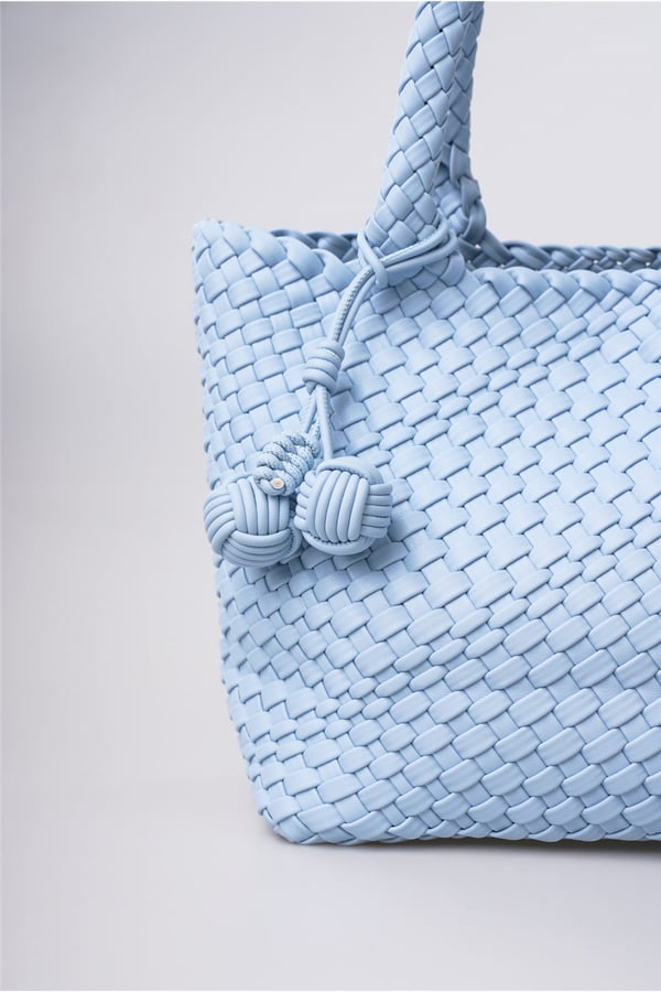 Pudra Örgü Desenli Büyük Boy Çapraz Askılı El Çantası Günlük Şık Kullanım 39x24x15 cm