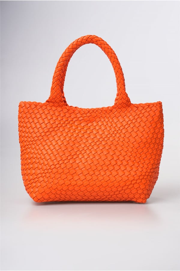 Pudra Örgü Desenli Büyük Boy Çapraz Askılı El Çantası Günlük Şık Kullanım 39x24x15 cm