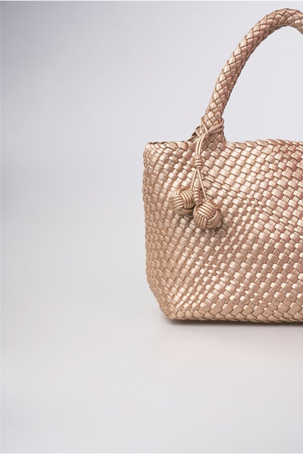 Pudra Örgü Desenli Büyük Boy Çapraz Askılı El Çantası Günlük Şık Kullanım 39x24x15 cm