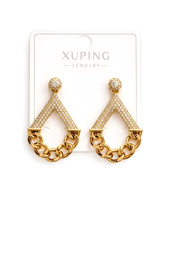 Rose Gold Çelik Geometrik Zincir Detaylı Modern Tasarım Kadın Küpe
