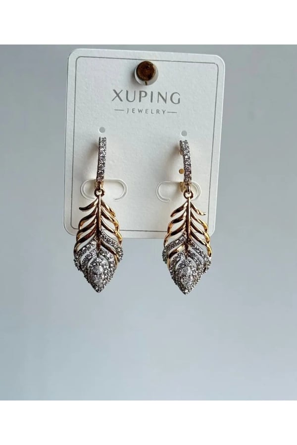 Xuping Yaprak Koyu Taşlı Küpe