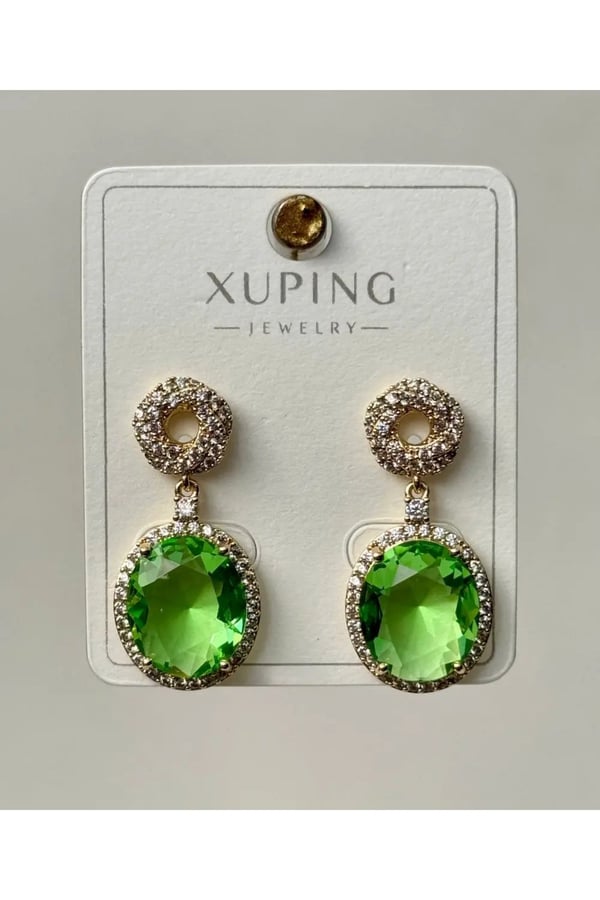 Xuping Yeşil Taşlı Sallantılı Küpe