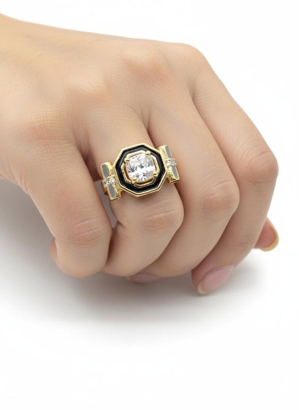 Noir Octagon Yüzük