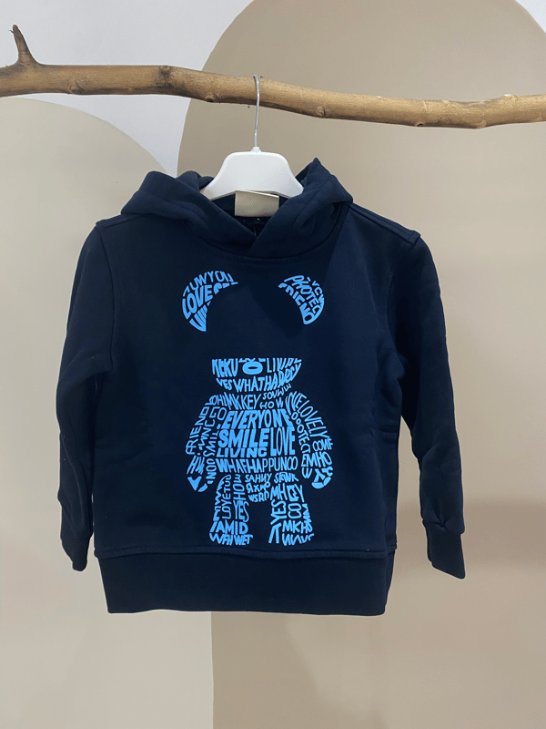 Dijital Baskılı Kapüşonlu Sweatshirt – Erkek Çocuk, Lacivert, %100 Pamuk, 4–10 Yaş