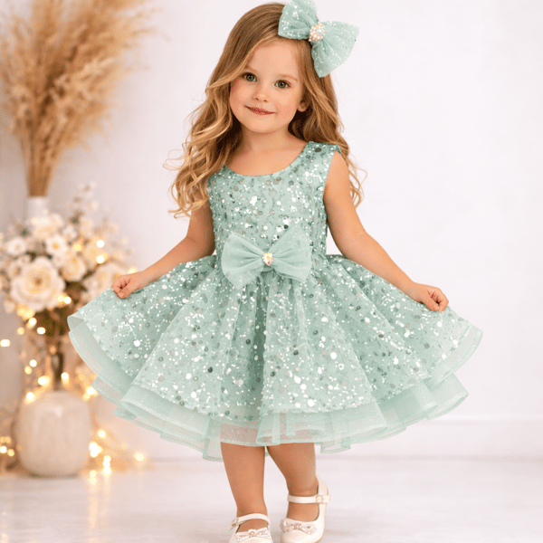 Pullu Kalın Askılı Bebe Kısa Abiye